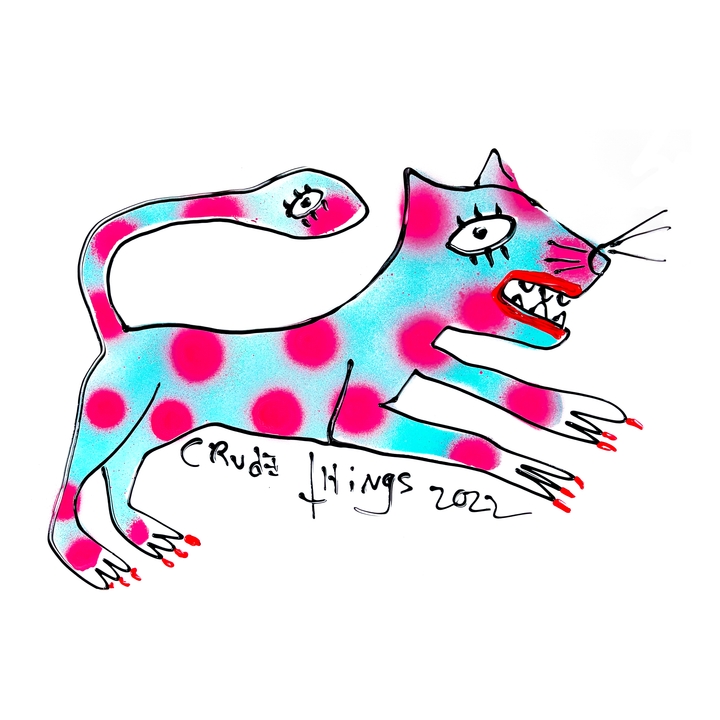 Blue Snake Cat with Pink Spots