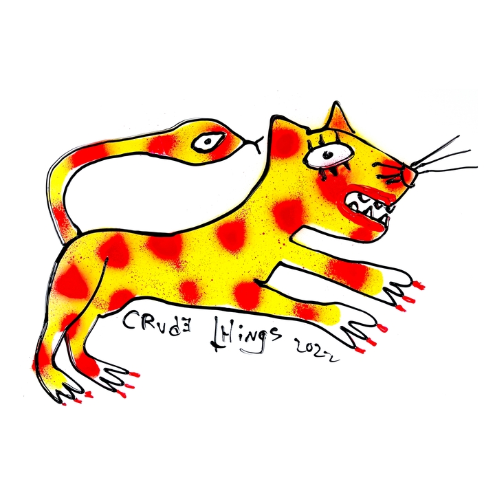 Yellow Snake Cat with Red Spots