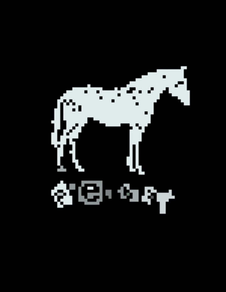 8-bit Horse in White 