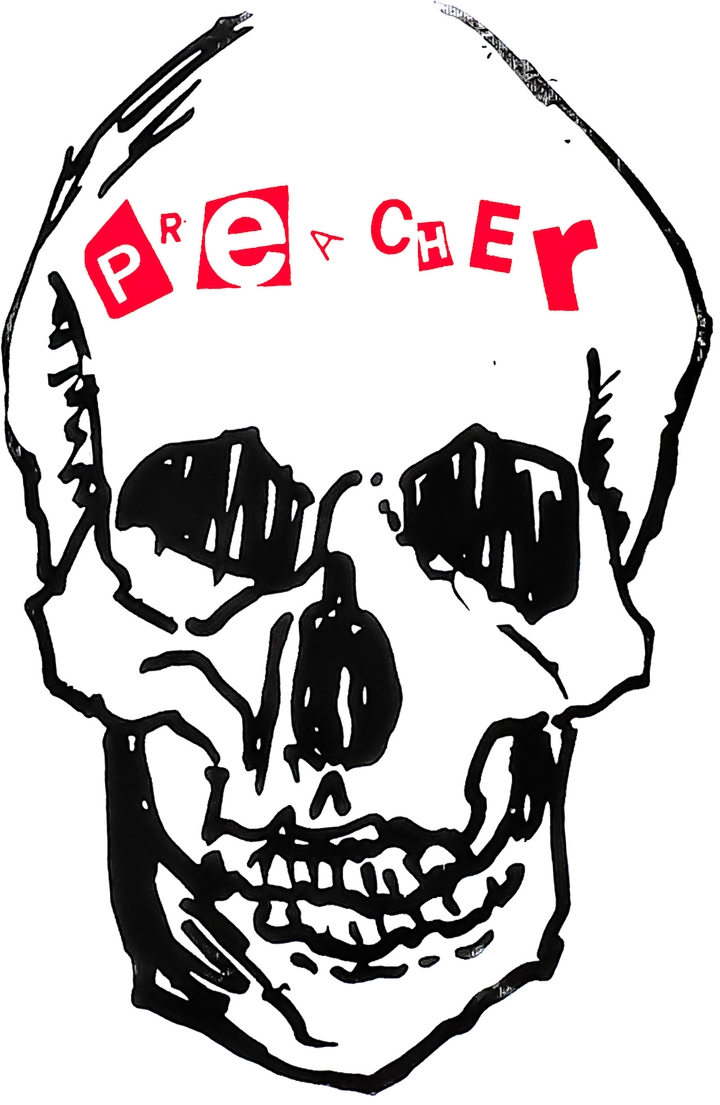 Skull in Black with Red Preacher